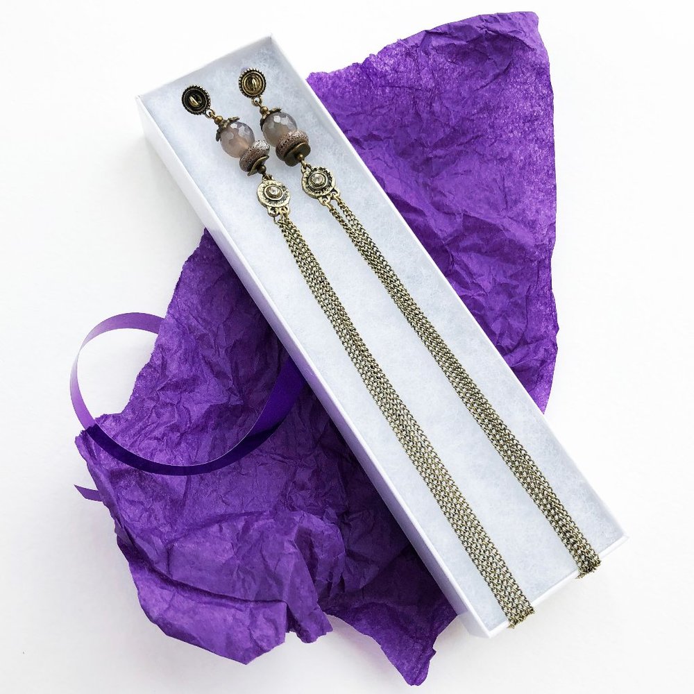 Extra long shoulder earrings, weird super long earrings tassel